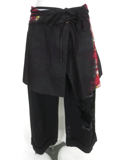 gouk 和柄 スカート付きワイドパンツ