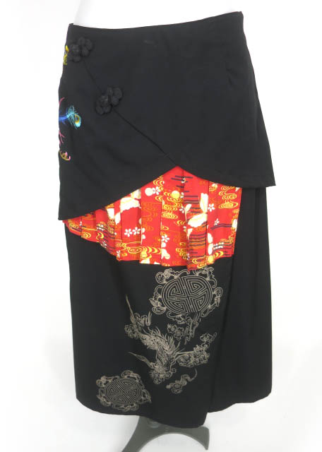 gouk 鳳凰刺繍 和チャイナ柄ロングスカート