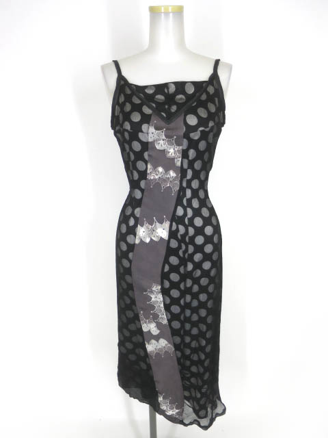 T.KUNITOMO シフォン重ねドット柄ロングワンピース