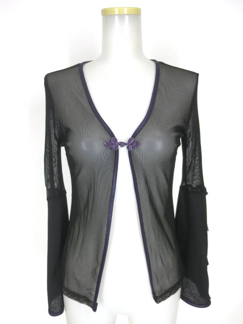 Qutie Frash メッシュ切替チャイナボタンカーディガン