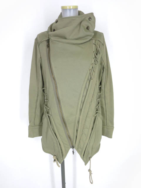 Ozz Croce 編み上げ付きジップアップスウェットブルゾン