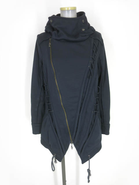 Ozz Croce 編み上げ付きジップアップスウェットブルゾン