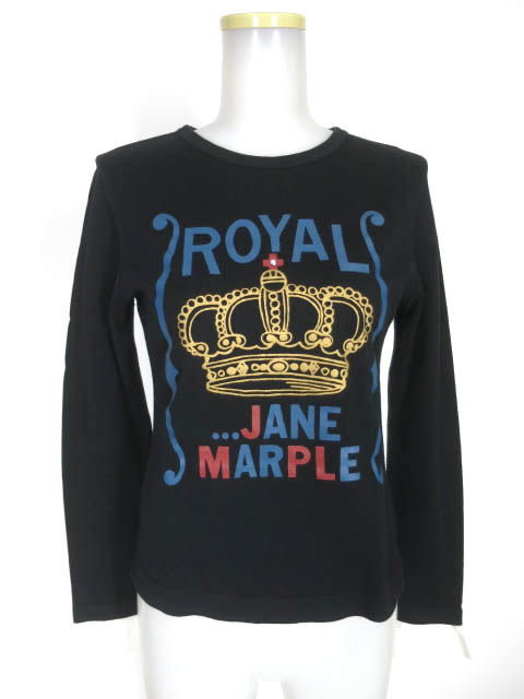 Jane Marple 袖レース付き王冠プリント長袖カットソー