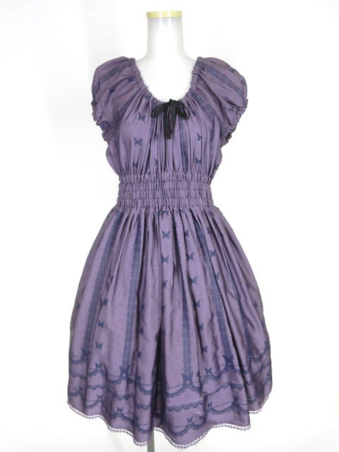 BPN 蝶＆レースプリントワンピース