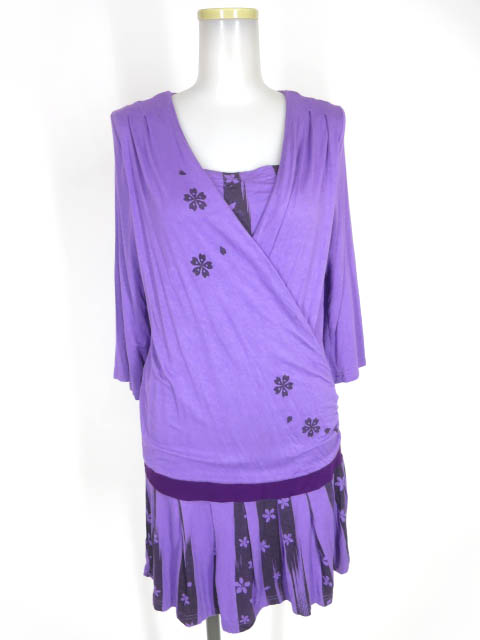 gouk 桜プリントチュニックワンピース