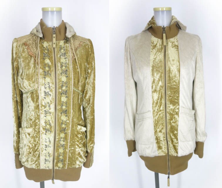 Ozz Croce ベロアリバーシブルジップアップブルゾン