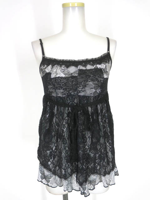 OZZ ONESTE レース付き蝶柄チュニックキャミソール