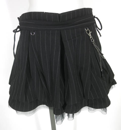 OZZ ONESTE チェーン付きストライプ柄ミニスカート