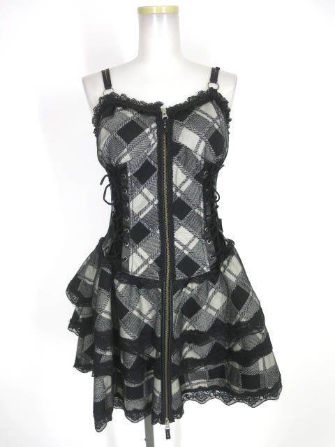 Ozz Croce チェック柄ビスチェワンピース