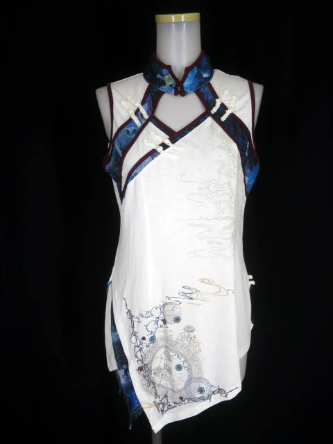 OZZ ONESTE 和チャイナアシンメトリーノースリーブカットソー