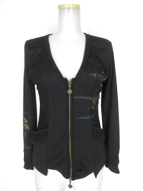 OZZ ONESTE 梅刺繍 和柄ジップカーディガン