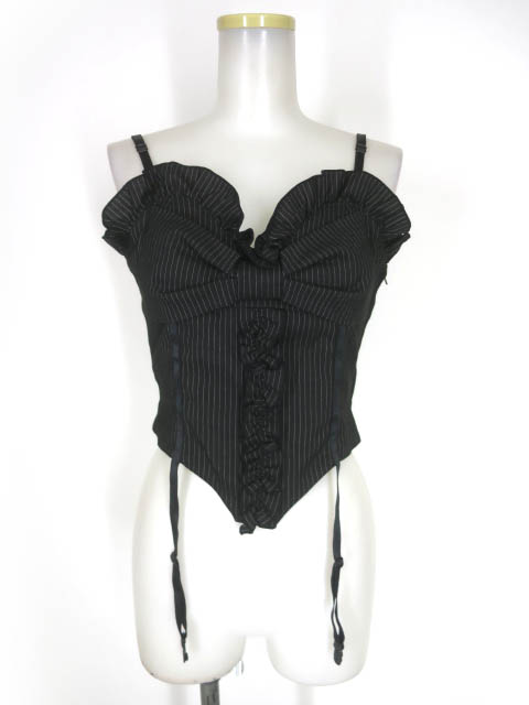 PEACE NOW ガータ付きストライプビスチェキャミソール