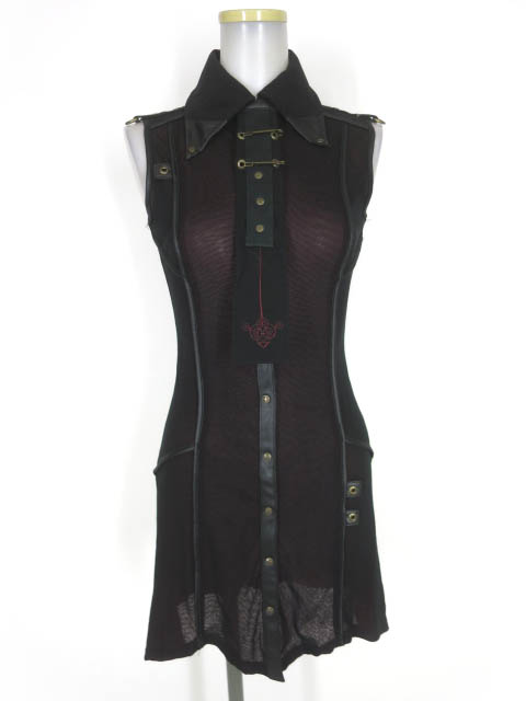 Ozz Croce メッシュチュールノースリーブシャツワンピース