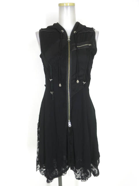 Ozz Croce 龍刺繍 フード付きメッシュチュールロングベスト