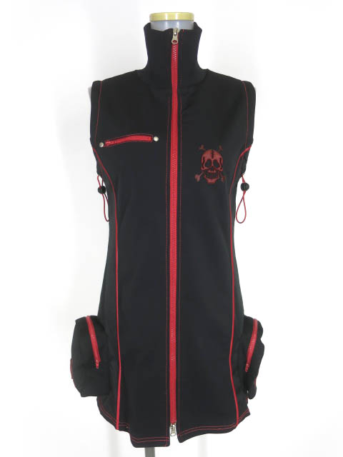 Qutie Frash ドクロデザインジップアップワンピースベスト