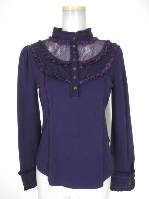 OZZ ONESTE 胸レース切替長袖プルオーバーカットソー