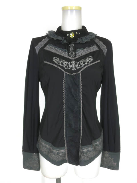 OZZ ANGELO ビジュー付きハイネック長袖カットソー