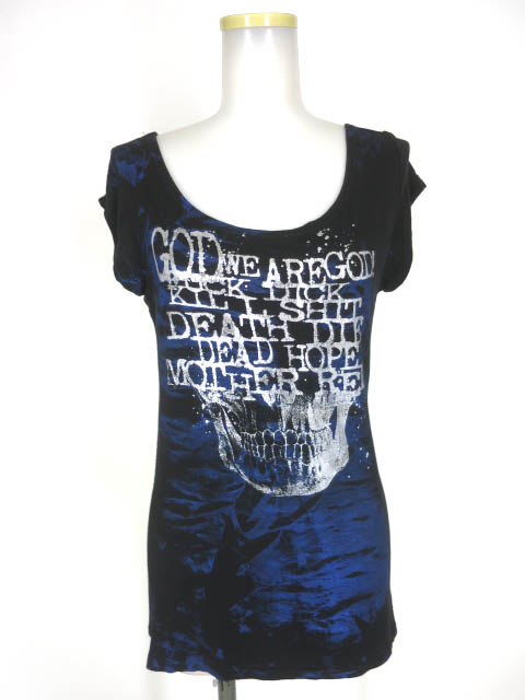 h.ANARCHY 英字＆スカルプリント半袖カットソー