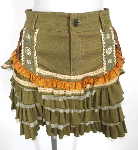 OZZ ONESTE ローズ刺繍入りフリルミニスカート