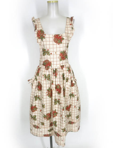 STREET ORGAN チェック＆いちごバスケット柄エプロン