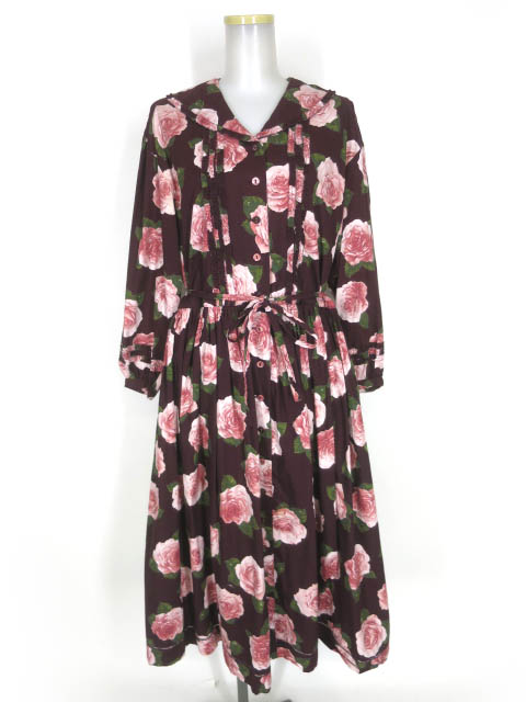 田園詩 ローズ柄ロングワンピース