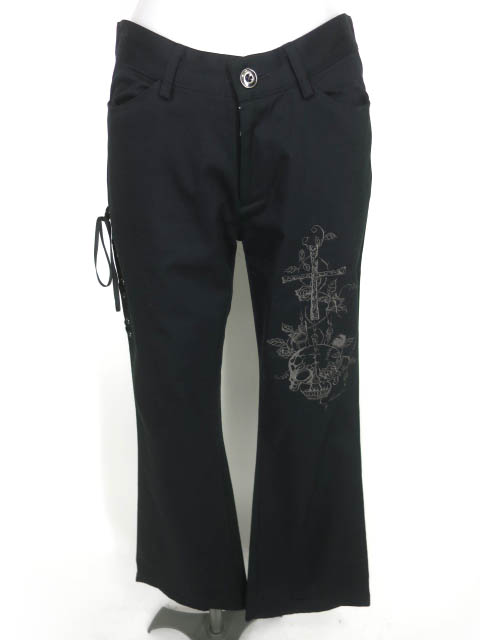 BPN クロス＆ドクロ刺繍ブーツカットパンツ