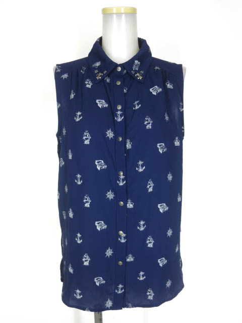 Rozen Kavalier マリン柄ノースリーブブラウス