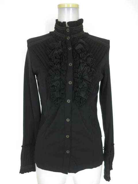 OZZ ANGELO ピンタック切替スタンドカラーブラウス