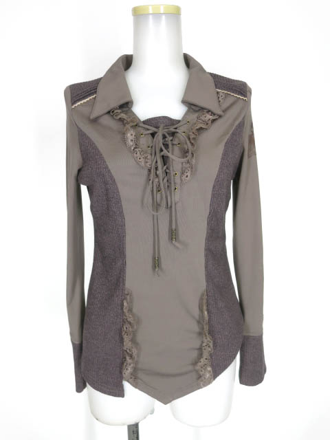 OZZ ANGELO ニット切替長袖プルオーバーカットソー