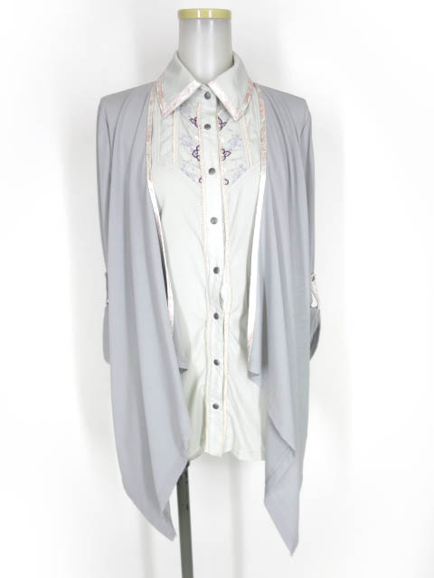 OZZ ONESTE カーディガンレイヤード風チャイナブラウス