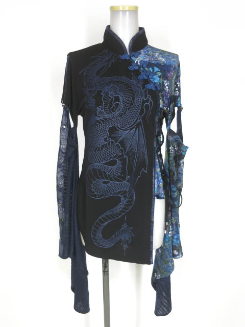 Qutie Frash 龍プリント振袖チャイナカットソー