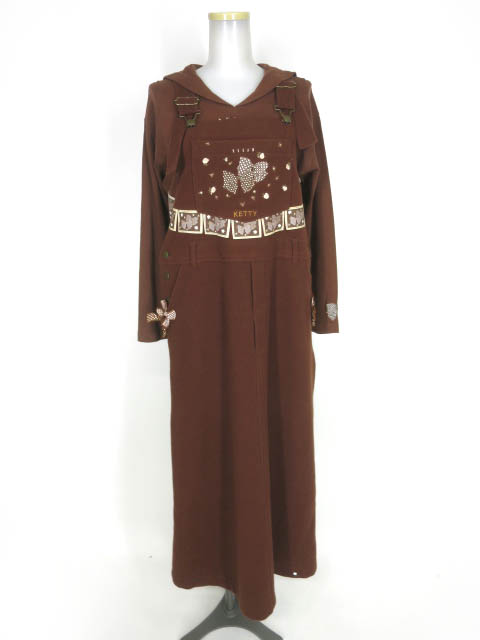 KETTY リボン刺繍＆パッチ付きオーバーオールスカート & カットソー セット