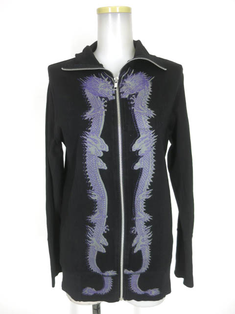 gouk 龍プリントジップアップカーディガン