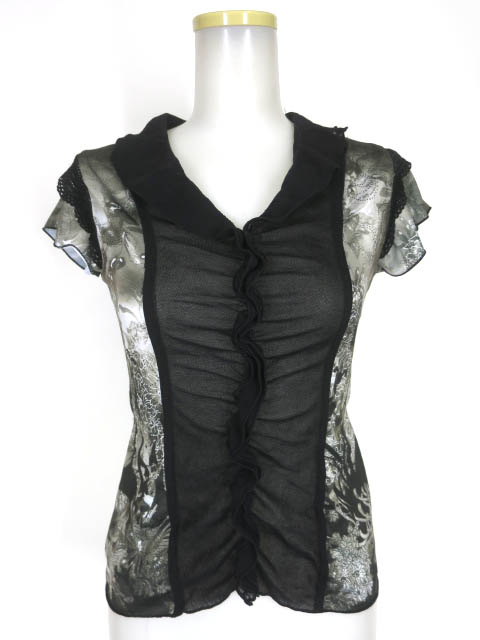 OZZ ONESTE メッシュ切替和柄半袖カットソー