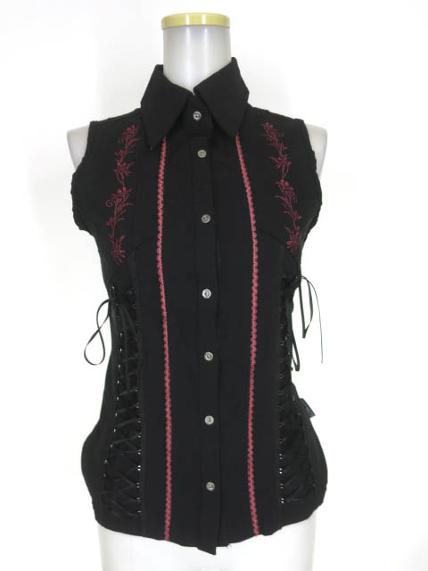 OZZ ONESTE 編み上げ付きノースリーブブラウス