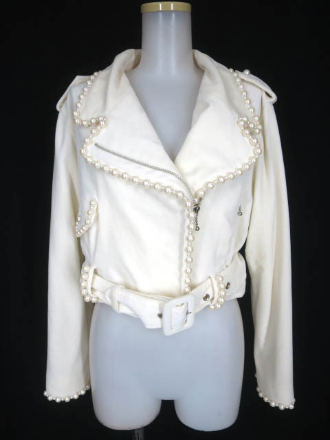 Jane Marple パール付き別珍ライダースジャケット