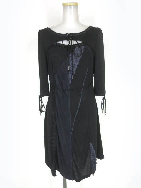 OZZ ANGELO レース付き胸開きワンピース