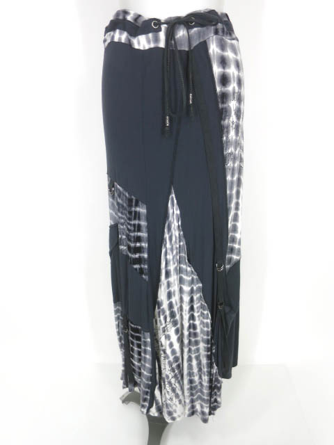 Ozz Croce ムラ染めチェック柄切替ロングスカート