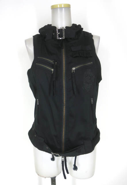 Ozz Croce レイヤード風ジップアップノースリーブブルゾン