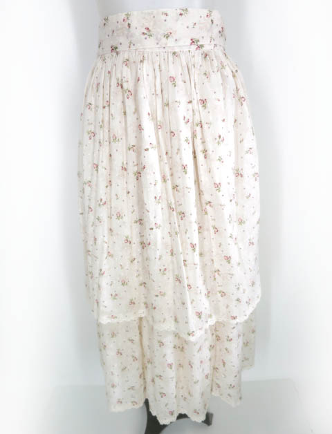 田園詩 ローズ＆ドット柄エプロン付きスカート