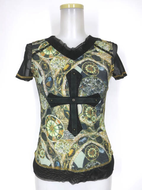 Ozz On hikozoh 十二星座柄Vネックメッシュ半袖カットソー