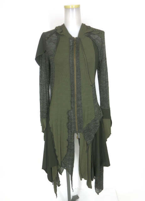 Ozz Croce フード付きロングニットカーディガン