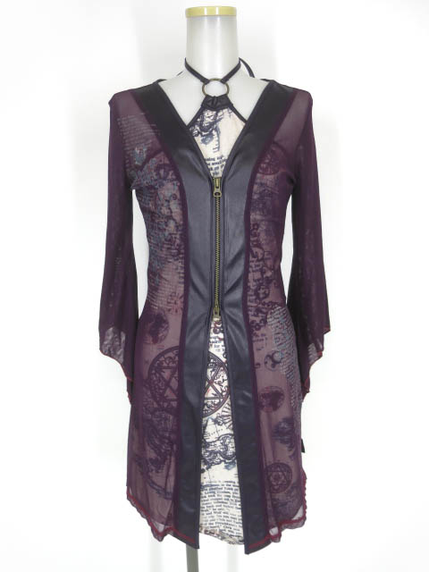 Ozz On hikozoh インナー付きメッシュチュールワンピースカーディガン