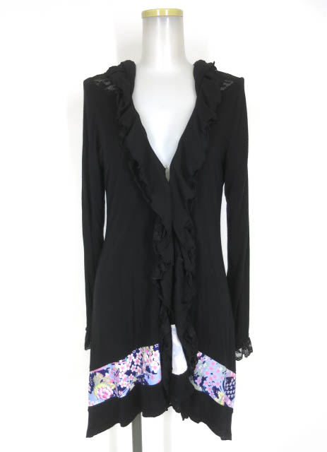 gouk レース切替フード付きカーディガン