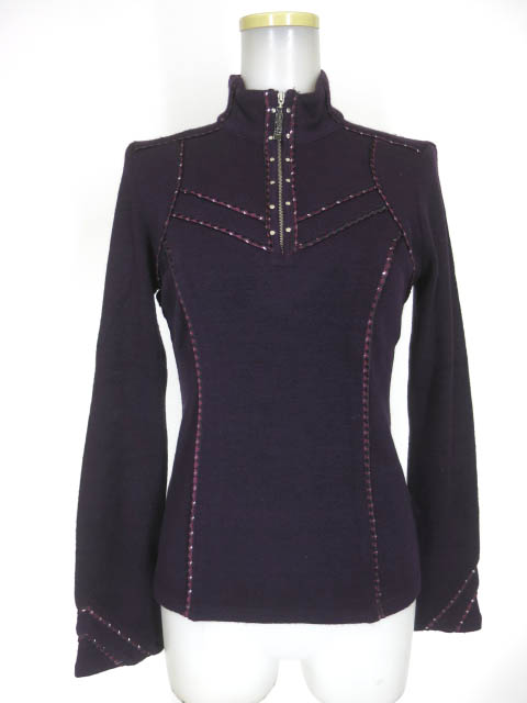 Ozz Croce 首ジップ長袖ニットプルオーバー