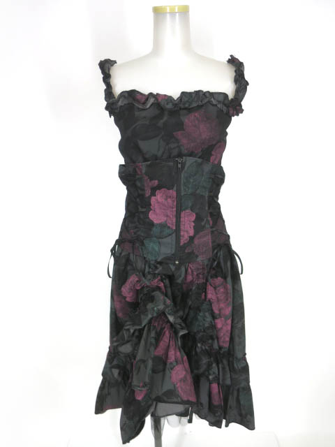 Chemical Black ローズ＆カラス柄ワンピース