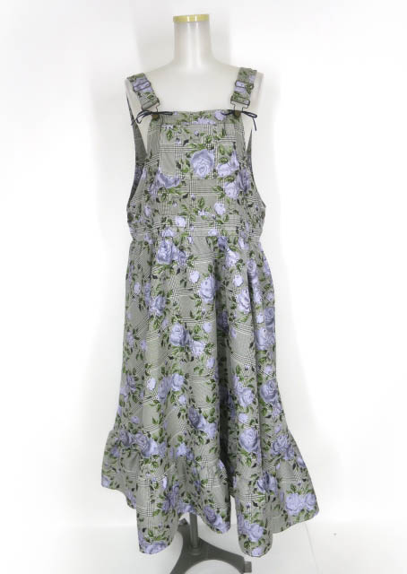 Favorite ローズ＆チェック柄ジャガード織りジャンパースカート