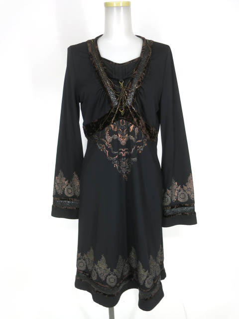 Ozz Croce チェーン付きベロア切替ワンピース