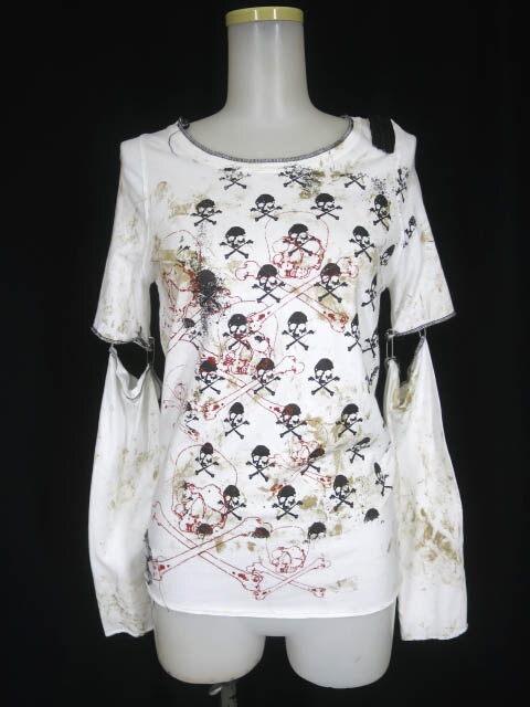 HIDE ROCK Design ドクロ柄袖セパレートカットソー