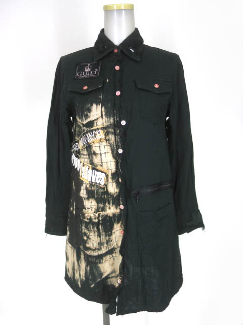 HIDE ROCK Design ブリーチ加工ガーゼロングシャツ